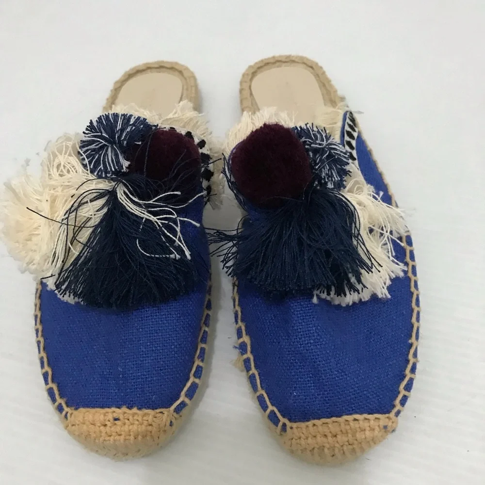 Tonivis Blue and Cream Espadrille mules Size 8